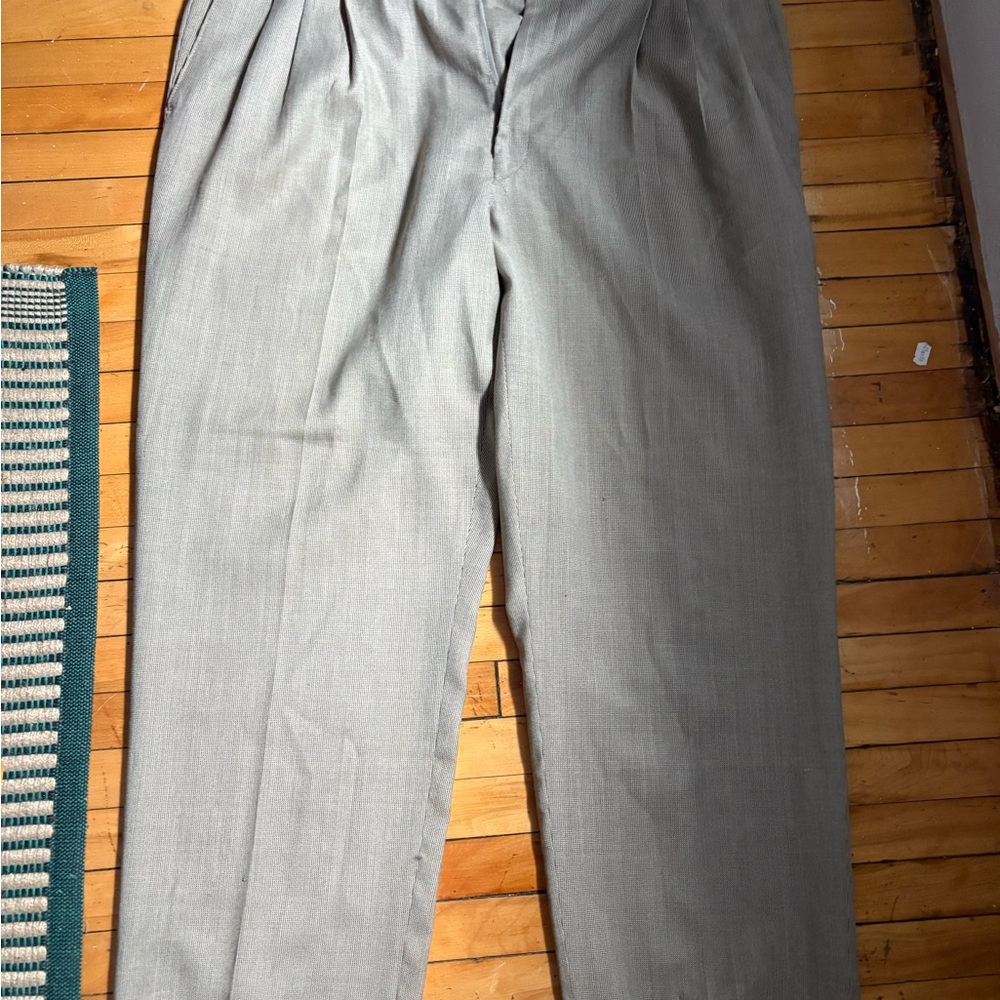 Oscar de la Renta White/Gray Trousers